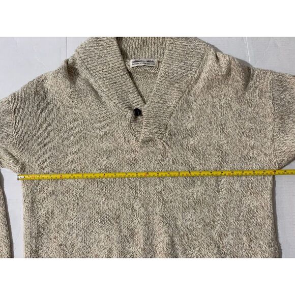 Vintage Oversized Sweater Ragg Wool Blend Northwoods Shawl Mens L Beige Ivory - Picture 10 of 11